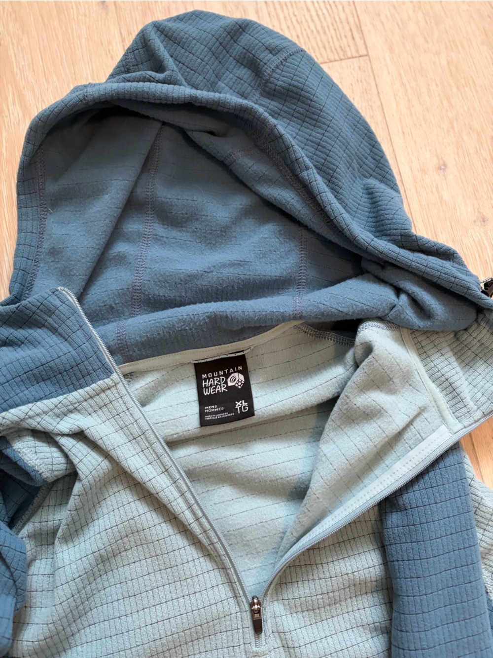 Mountain Hardwear Men’s Two-Tone Sage and Slate Grid Zip Hoodie